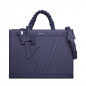 Preview: Handbag made of  calfskin with braided handles dark blue